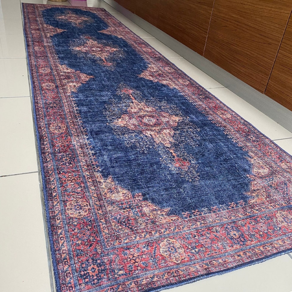 Navy Blue Vintage Persian Printed Rug