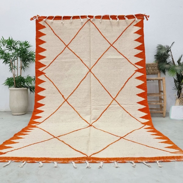 Orange & White Berber Kilim Rug