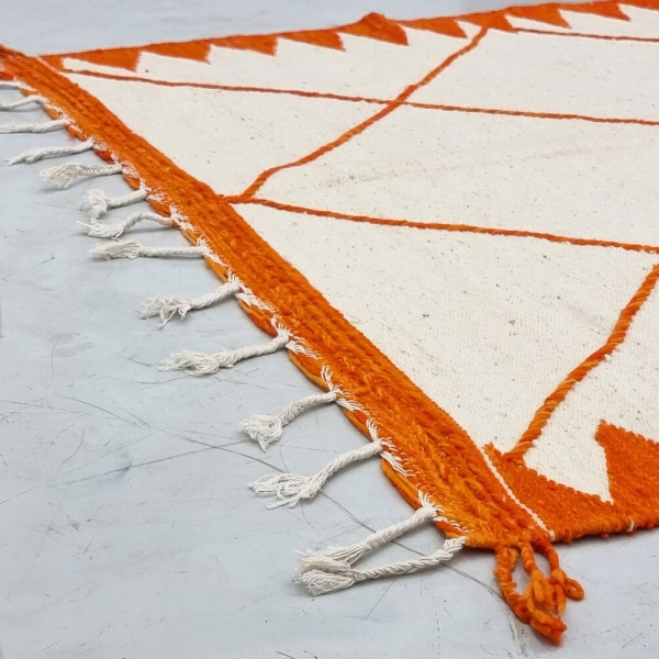 Orange & White Berber Kilim Rug