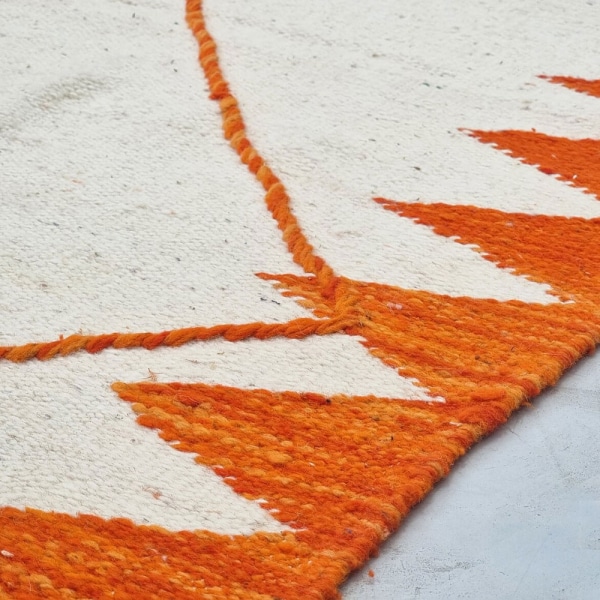 Orange & White Berber Kilim Rug