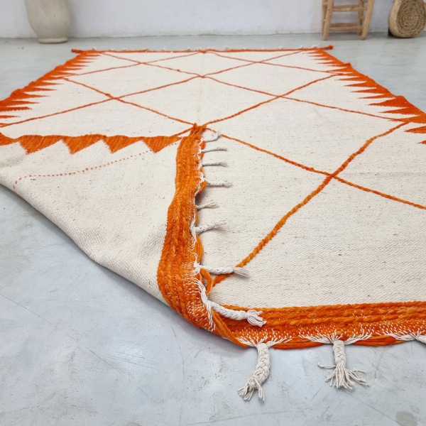 Orange & White Berber Kilim Rug