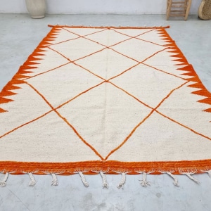 Orange & White Berber Kilim Rug