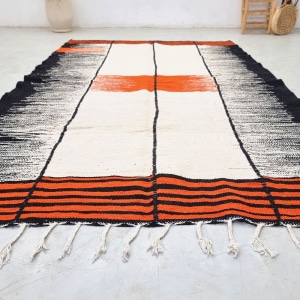 Orange and Black Kilim Flatweave rug