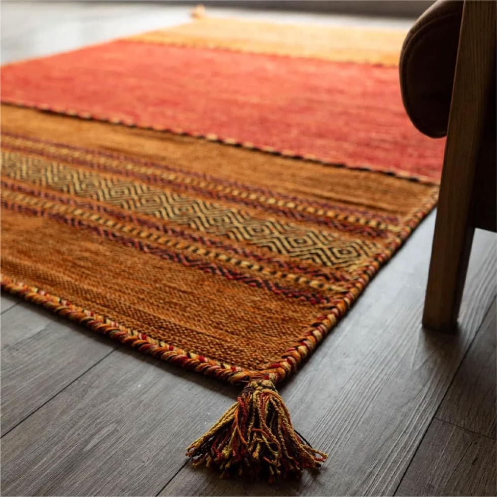 Orange area kilim indian rug