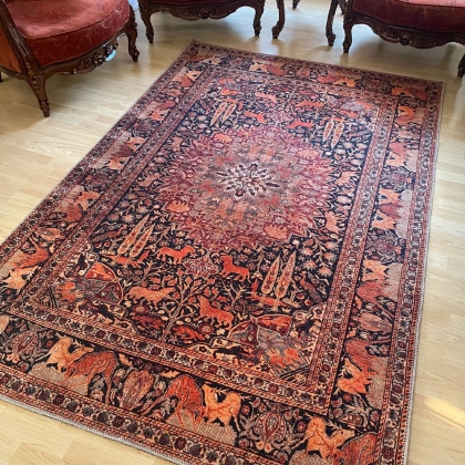 Persian style animal patterned washable rug