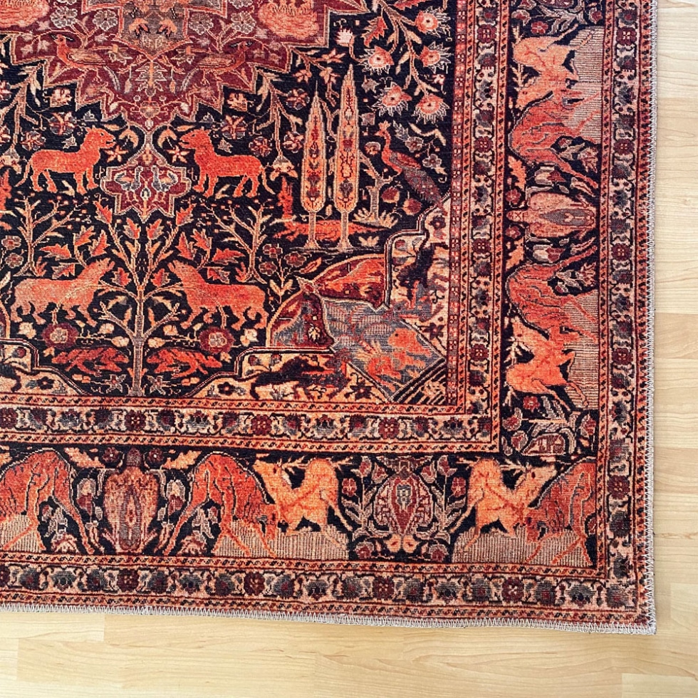 Persian style animal patterned washable rug