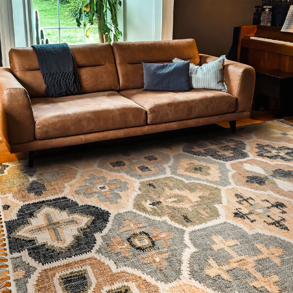 Persian style beige kilim rug