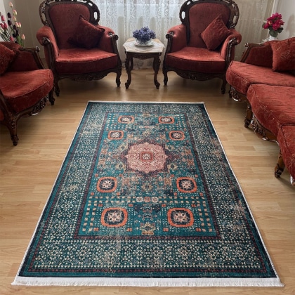 Petrol green Persian style rug