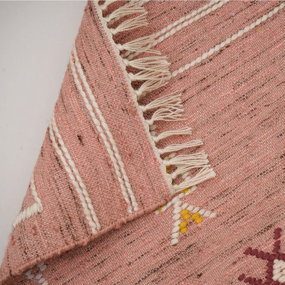 Pink aztec ethnic style kilim rug