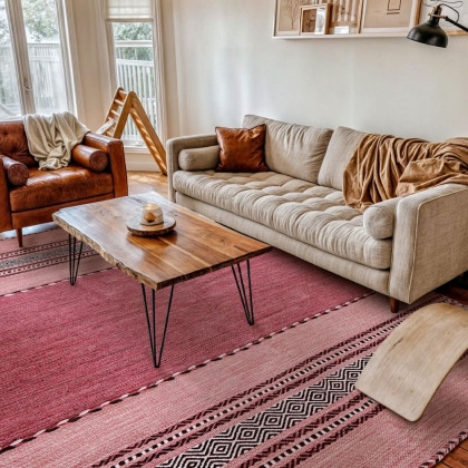 Pink kilim area Indian rug