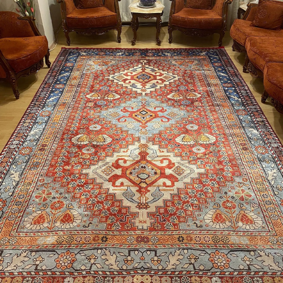 Red Oriental style turkish washable Rug