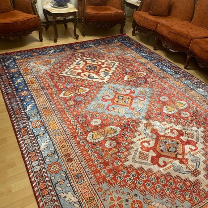 Red Oriental style turkish washable Rug