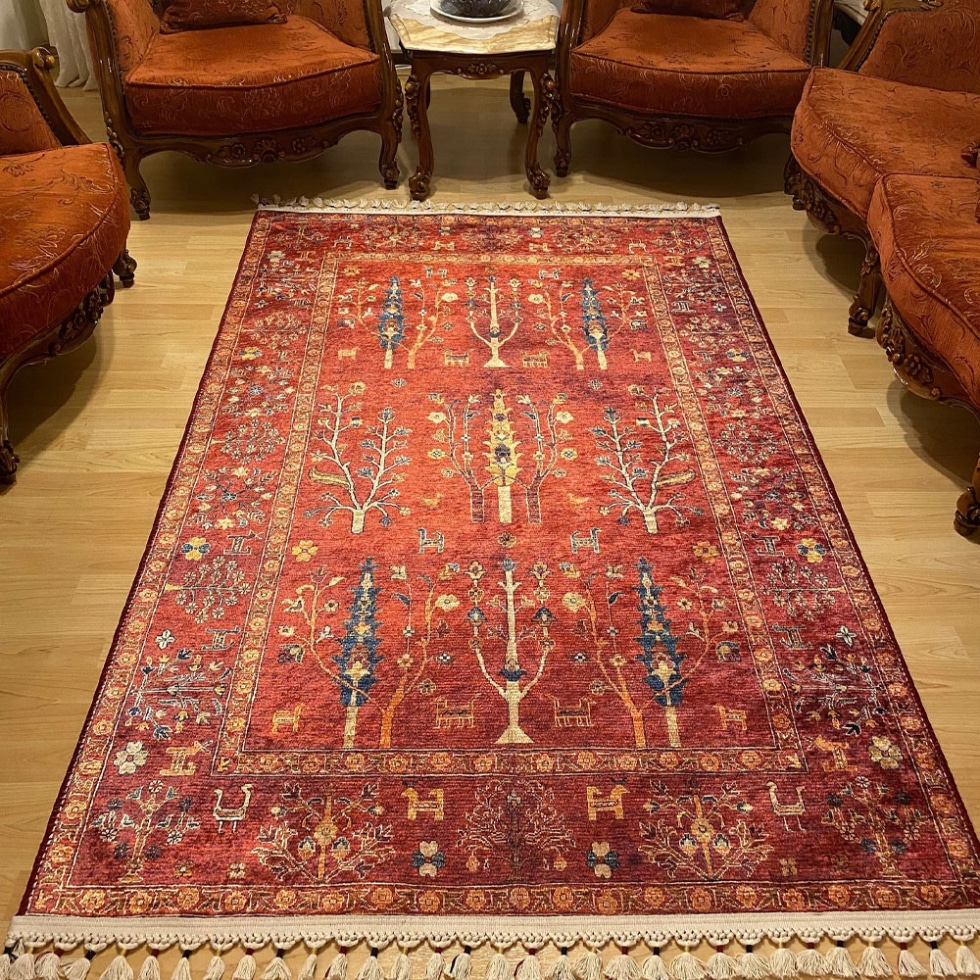 Red Sultani style washable Rug