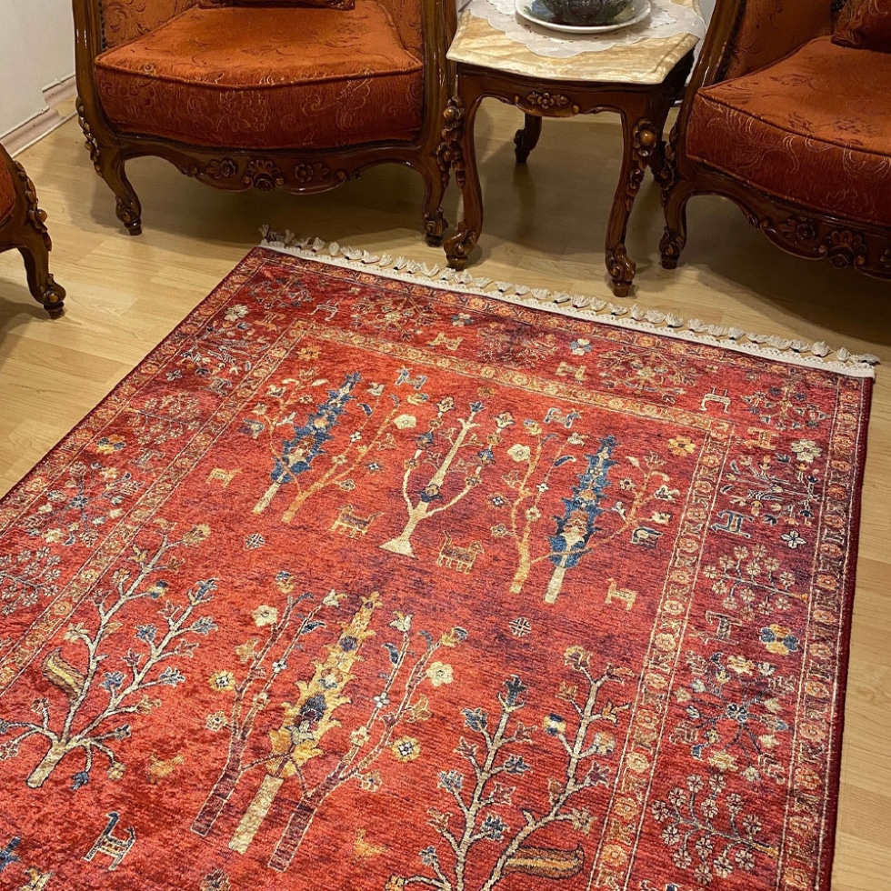 Red Sultani style washable Rug