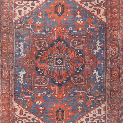 Red and blue turkish Washable Rug