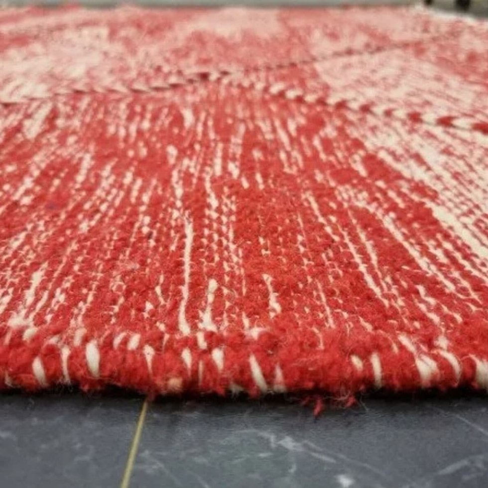 Red and white berber kilim rug