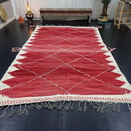 Red moroccan kilim rug