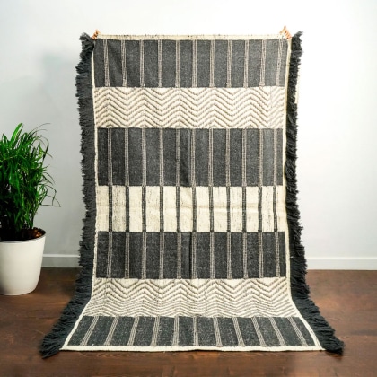 Scandinavian style Black and white kilim rug