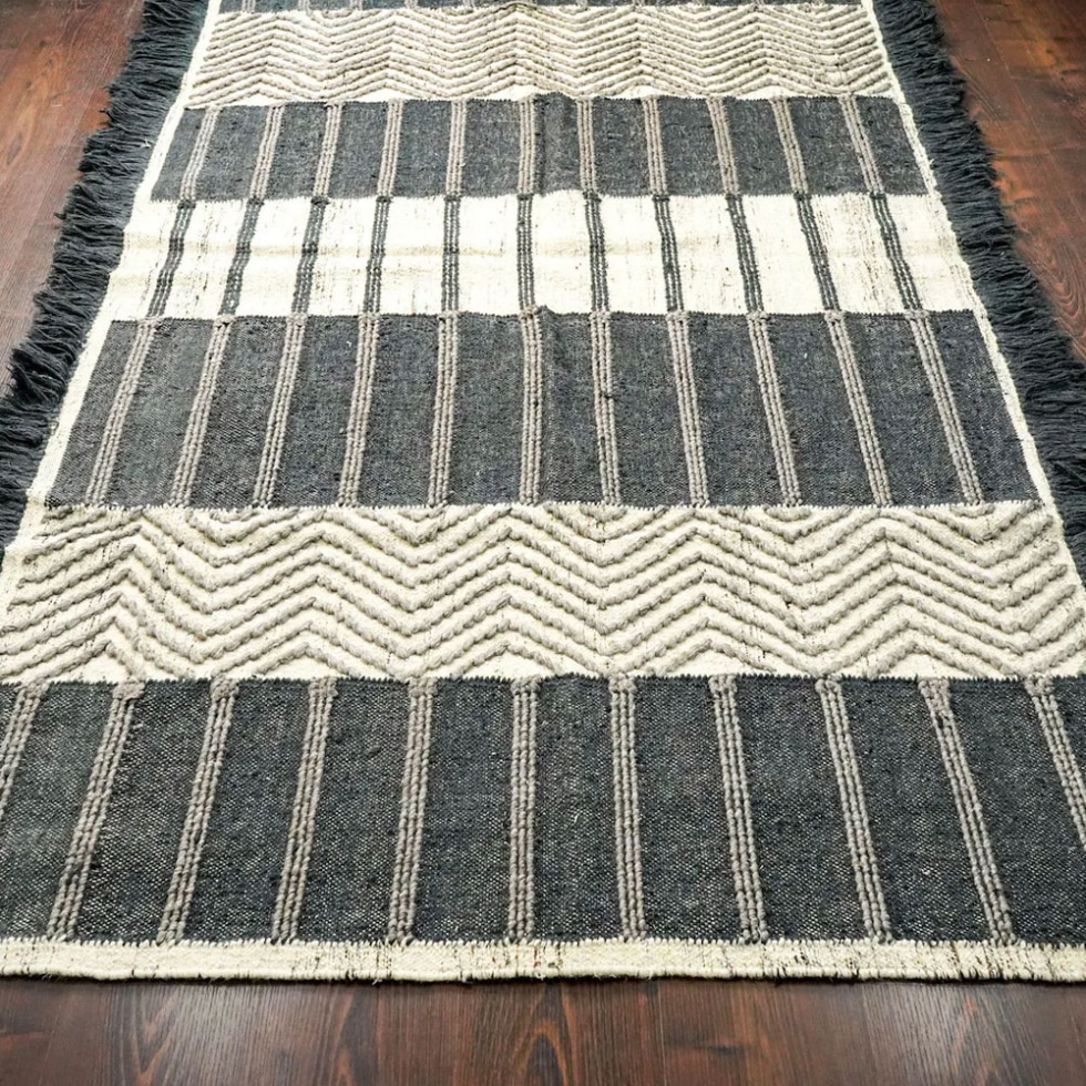 Scandinavian style Black and white kilim rug