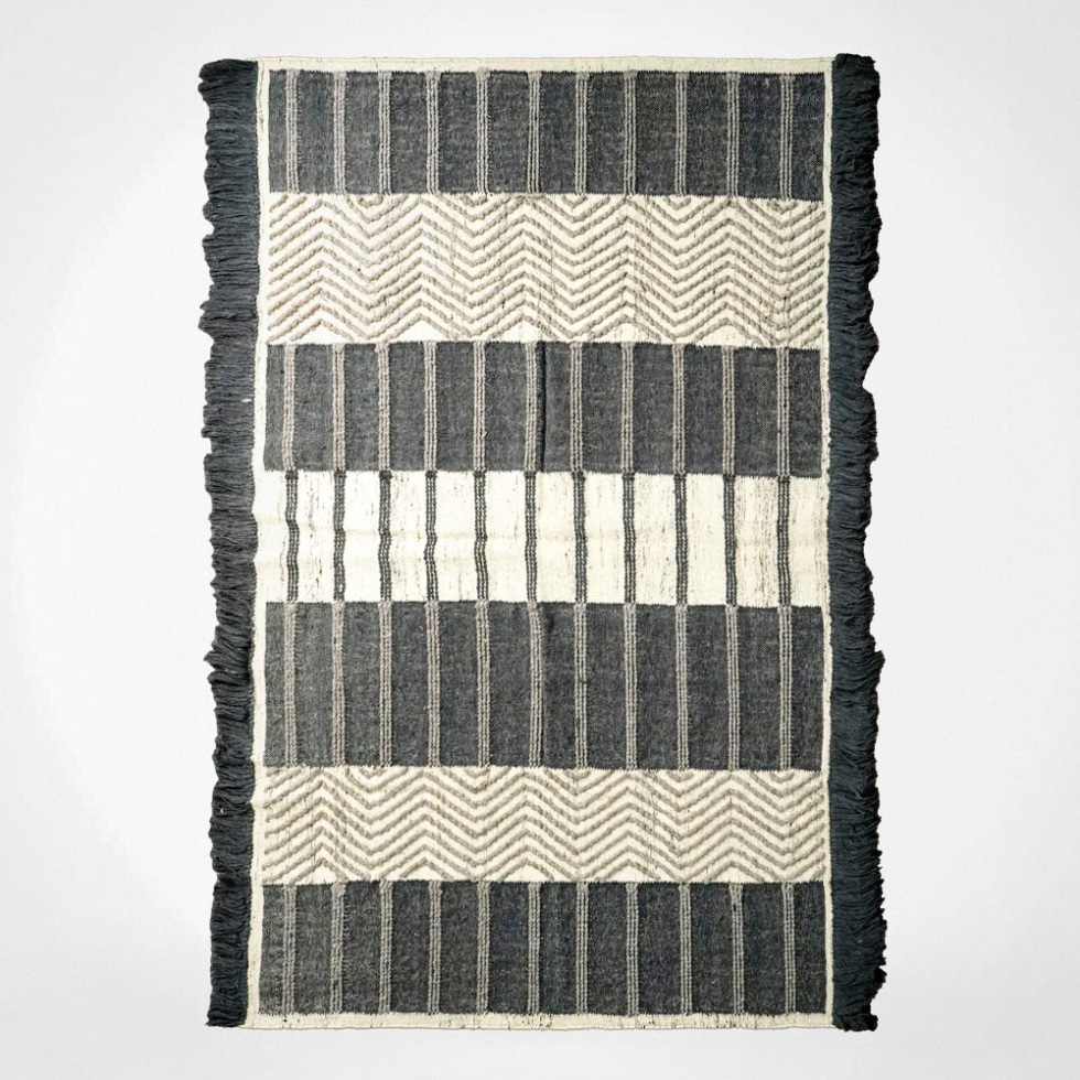 Scandinavian style Black and white kilim rug