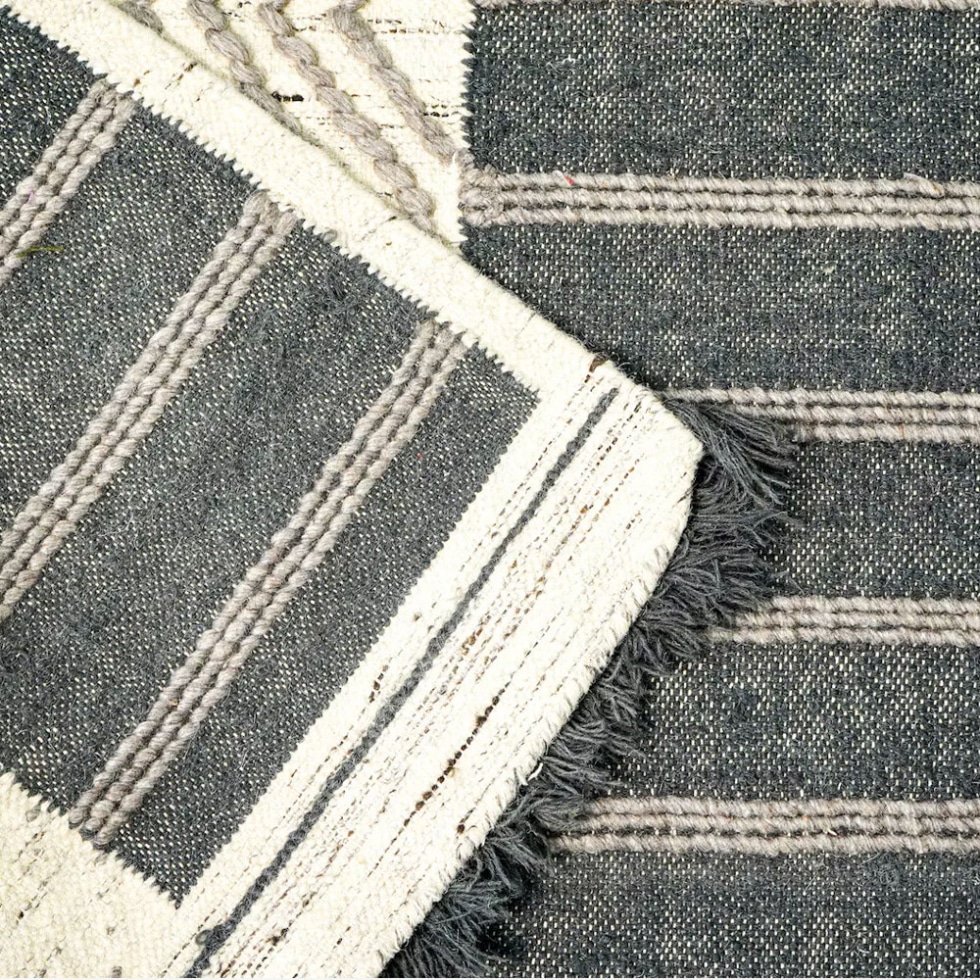 Scandinavian style Black and white kilim rug