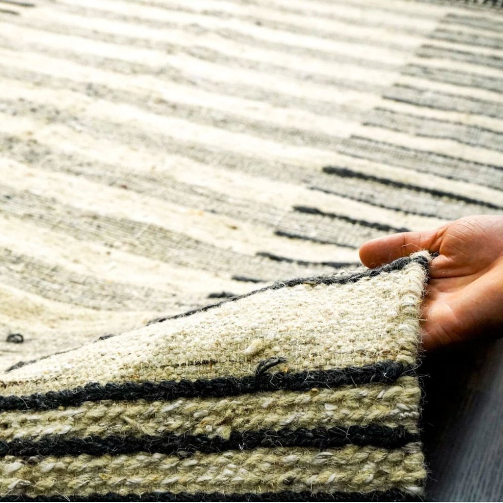 Scandinavian style striped kilim rug