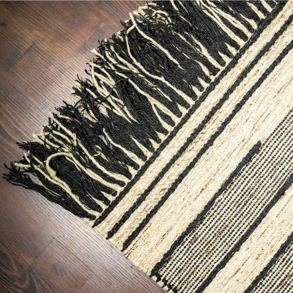 Scandinavian style striped kilim rug