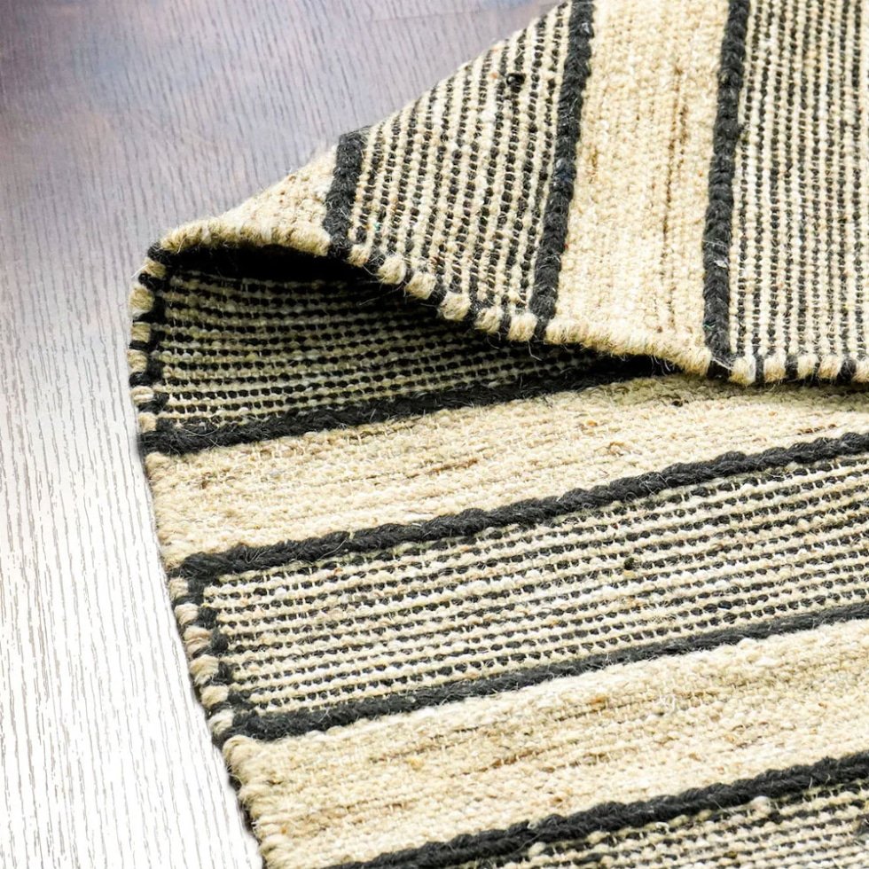Scandinavian style striped kilim rug