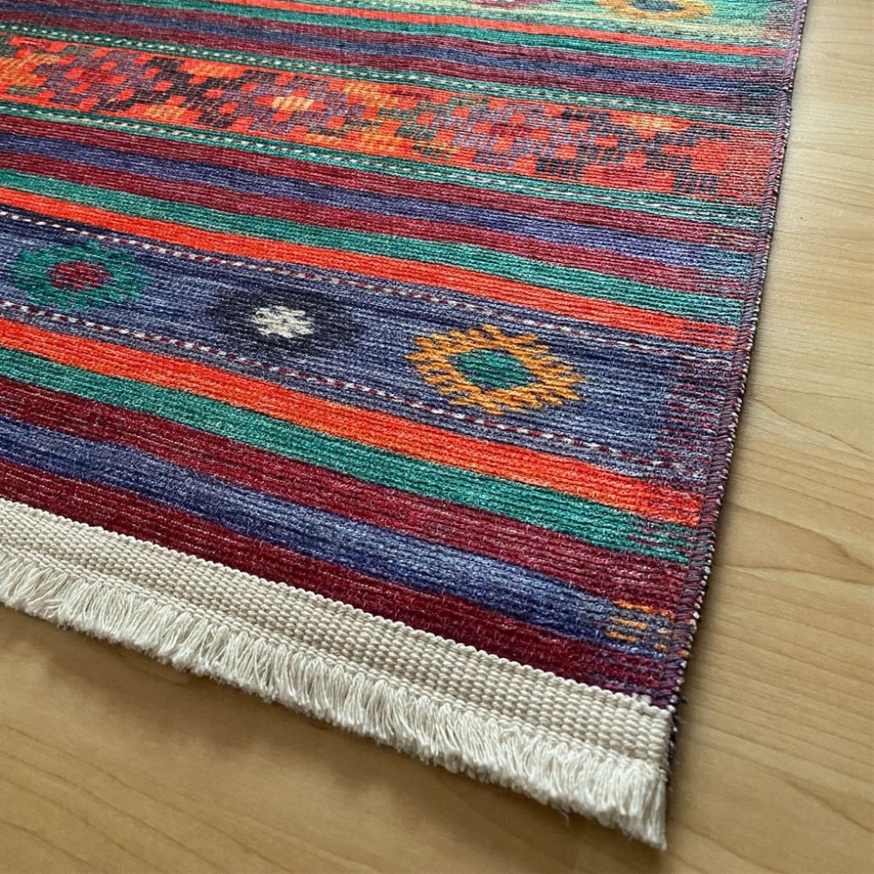 Striped afghan style printed rug