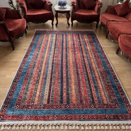 Striped turkish kilim style rug