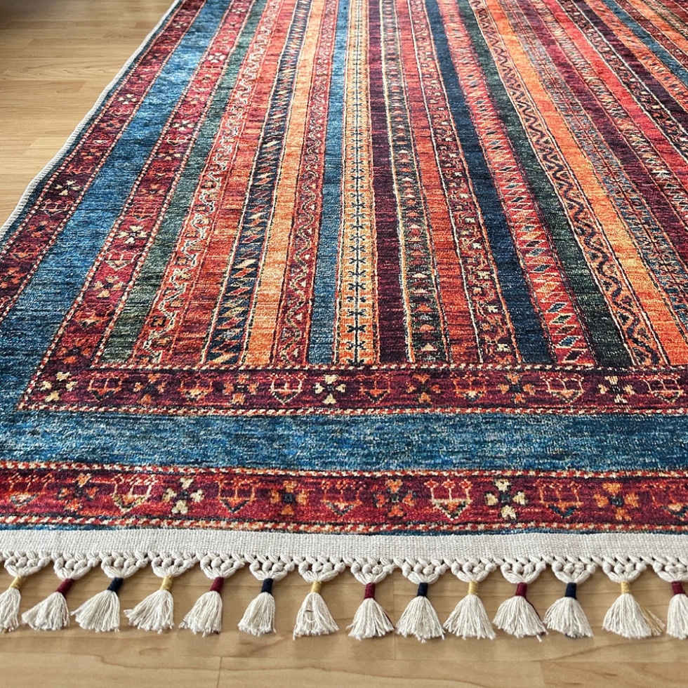 Striped turkish kilim style rug