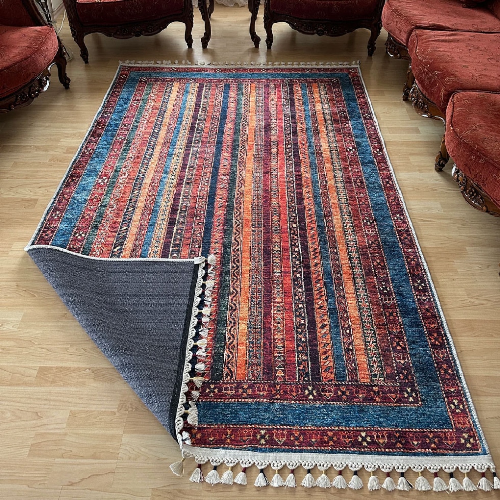 Striped turkish kilim style rug