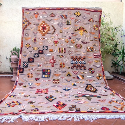 Traditional Brown Akhnif Berber kilim rug