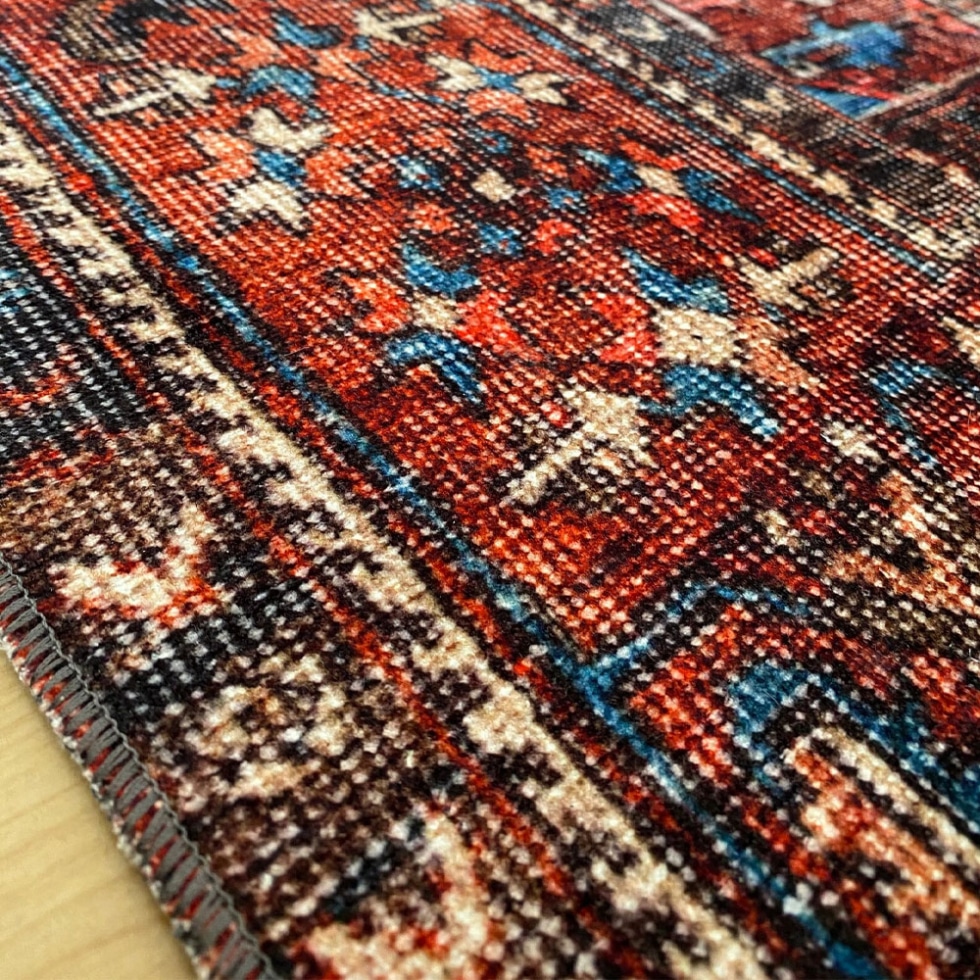 Vintage red and blue oriental style rug