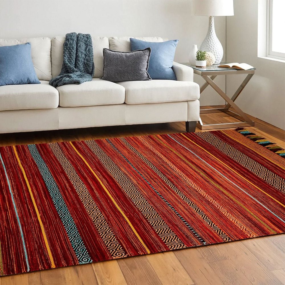Vintage style red striped kilim rug Vintage style red striped kilim rug