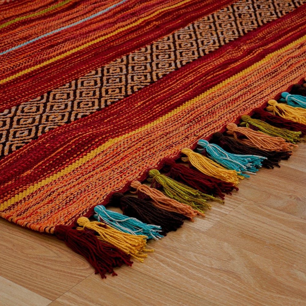 Vintage style red striped kilim rug Vintage style red striped kilim rug
