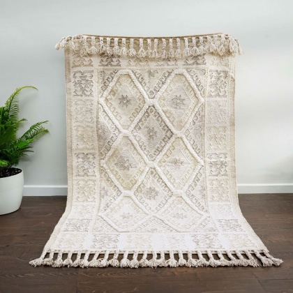 White boho kilim rug