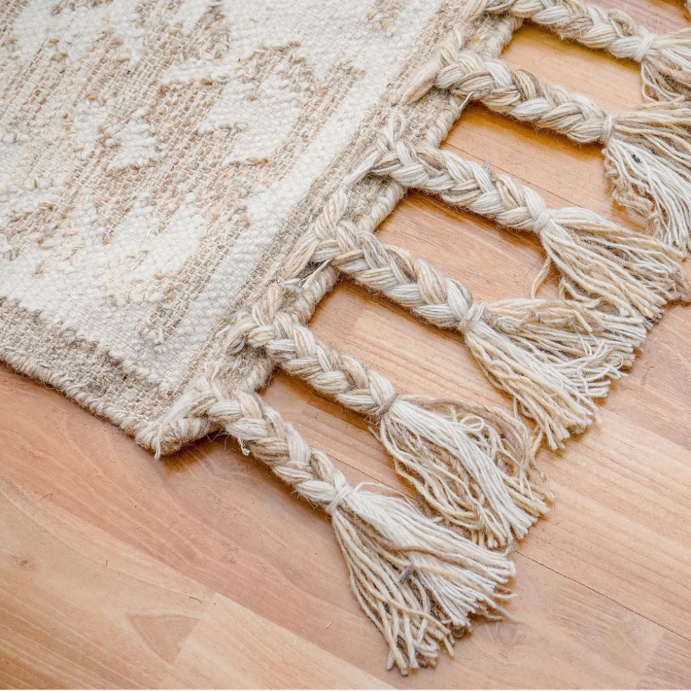 White boho kilim rug