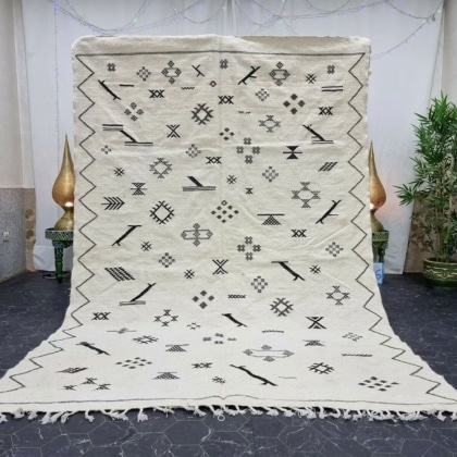 White tribal Berber kilim rug