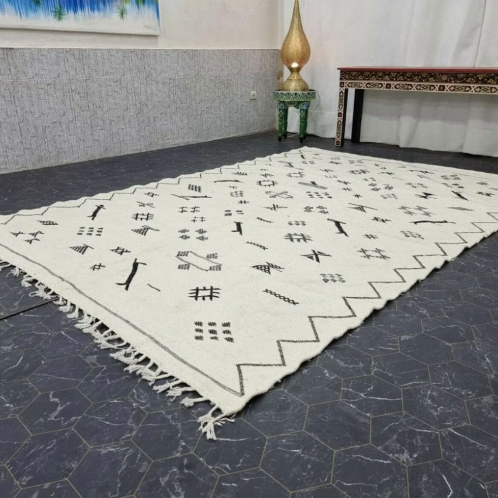 White tribal Berber kilim rug