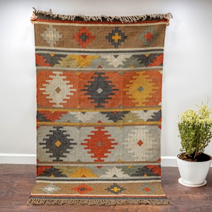 Wool jute navajo style kilim rug