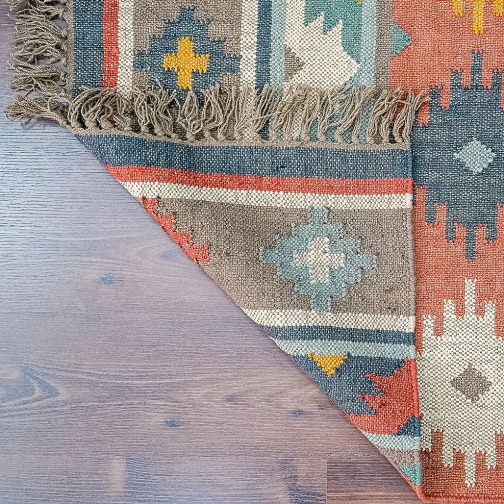 Wool jute navajo style kilim rug