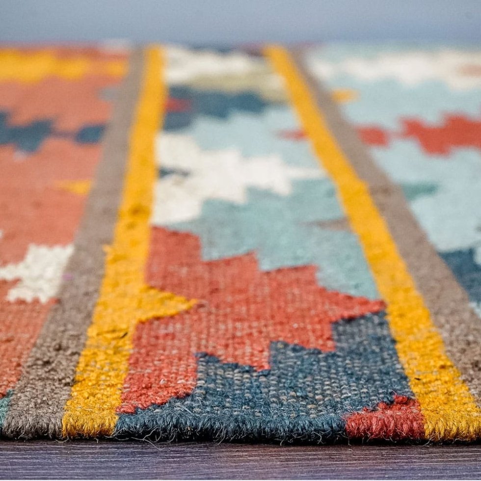 Wool jute navajo style kilim rug