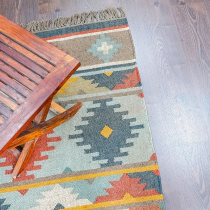 Wool jute navajo style kilim rug