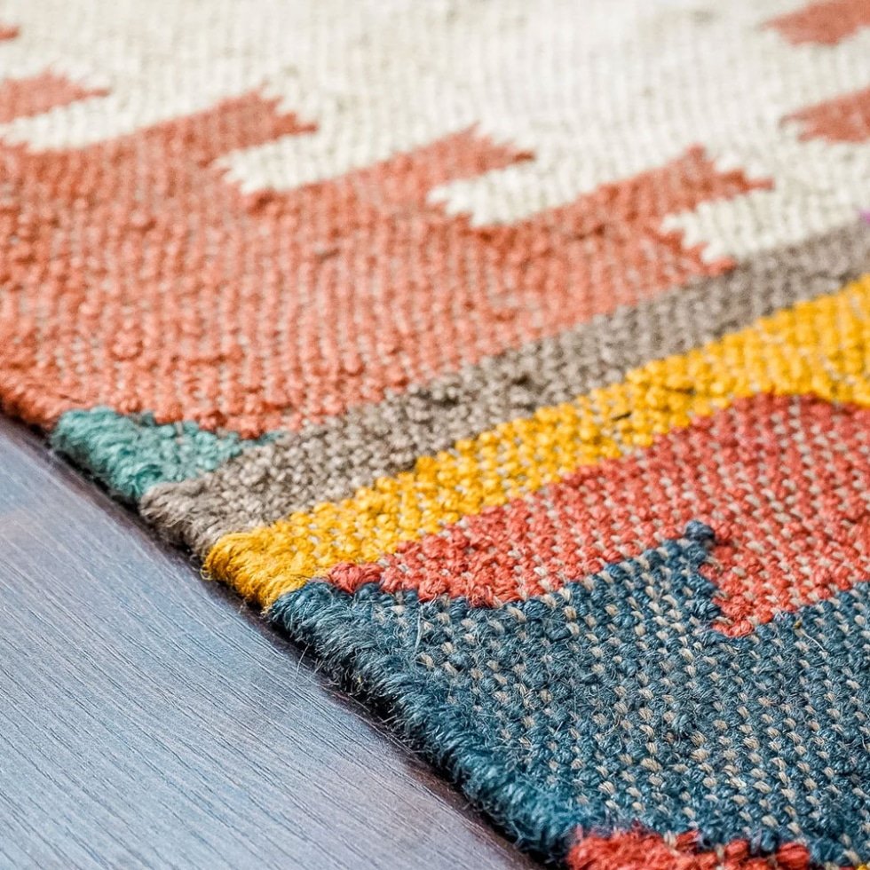 Wool jute navajo style kilim rug