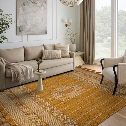 Yellow tribal indian kilim rug