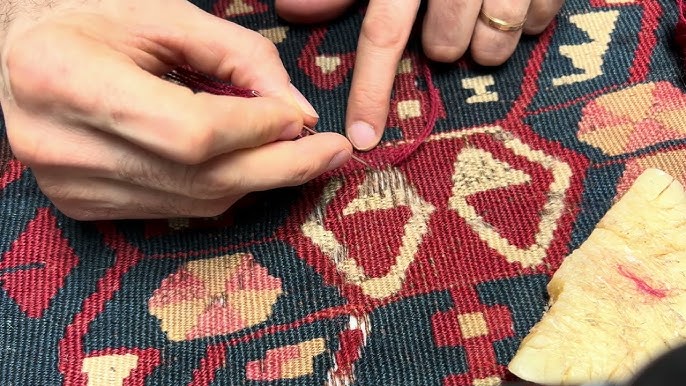 réparation des trous dans les tapis kilim  