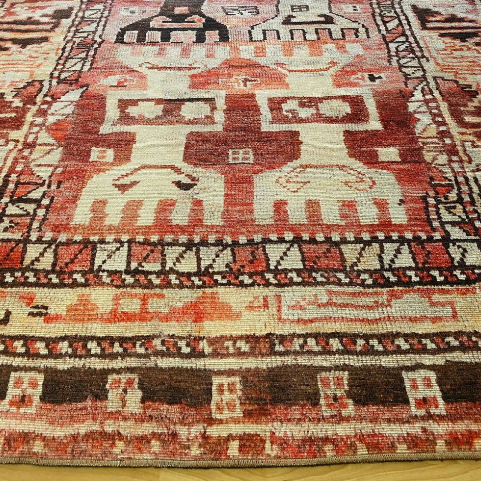 red and pink turkish washable kilim rug