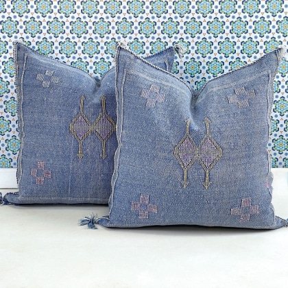 20 x 20 kilim pillows blue