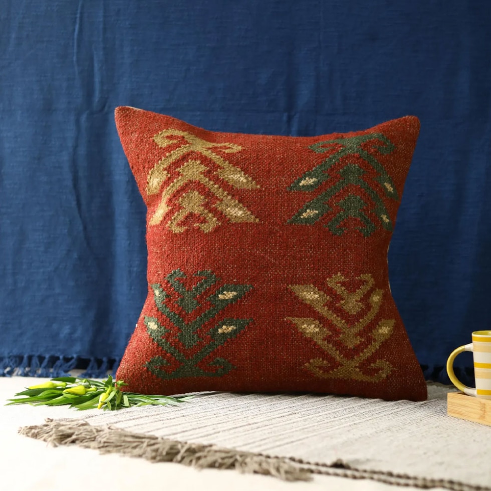 Red kilim pillow 18x18